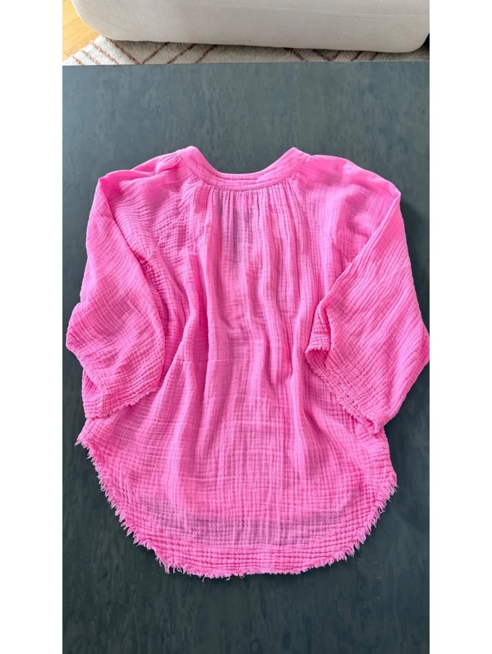 9 Seed Resort Pink Gauze V-Neck Blouse